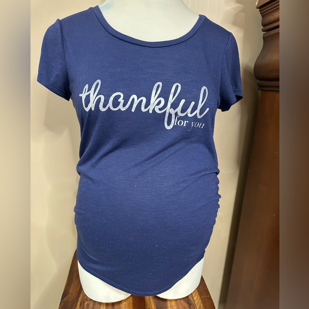 Motherhood Navy Thankful for you Blue Tee